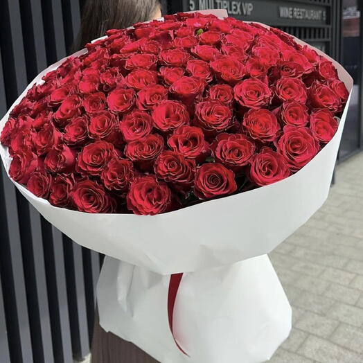 Букет из 101 красной розы 70 см