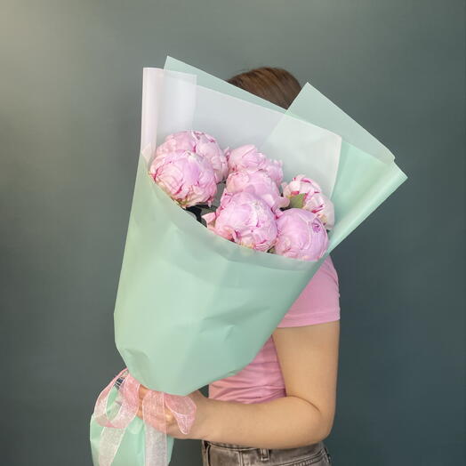 Монобукет из 7 розовых пионов 💞💞💞