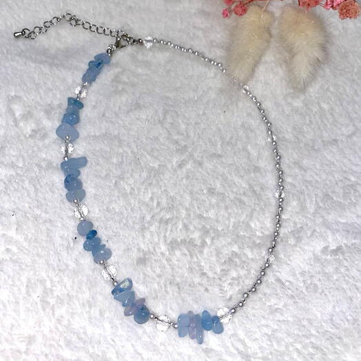 ожерелье из натурального аквамарина