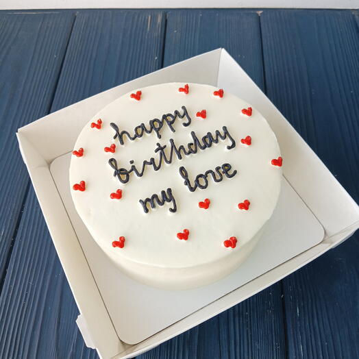 Бенто-торт в подарок мужу с сердечками happy birthday my love