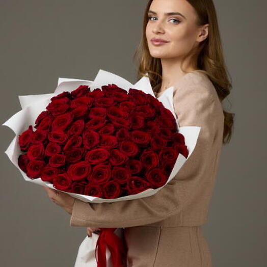 51 красная роза 60 см