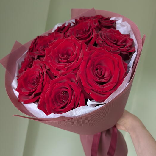 Монобукет из 11 бордовых роз🌹