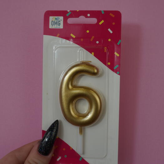 Свеча «6» золото