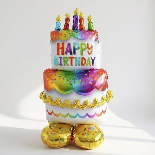 Фольгированный шар-фигура ходячая «Торт Happy Birthday», 134 см