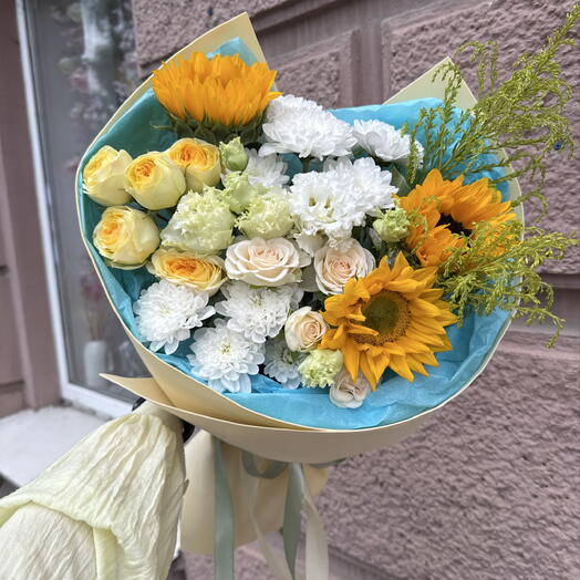 Букет с подсолнухом 🌻