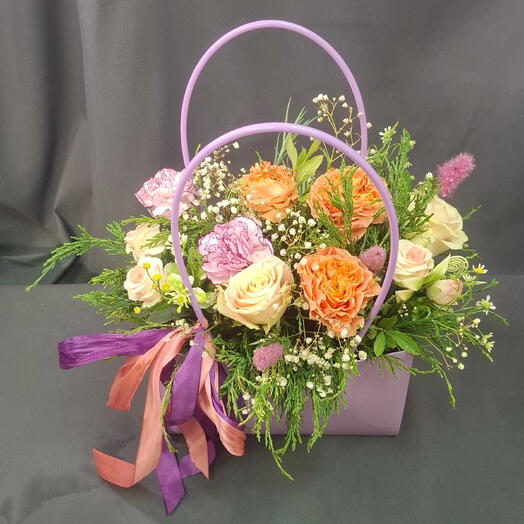 Сиреневая сумка с рыжими розами 💐