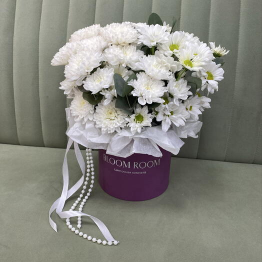 🤍🌼 Коробка с хризантемой и ромашкой BLOOM ROOM