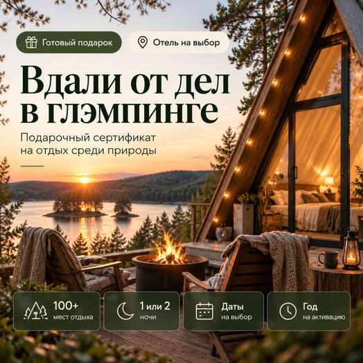 Подарочный набор  «Вдали от дел в глэмпинге» (114 впечатлений на выбор)