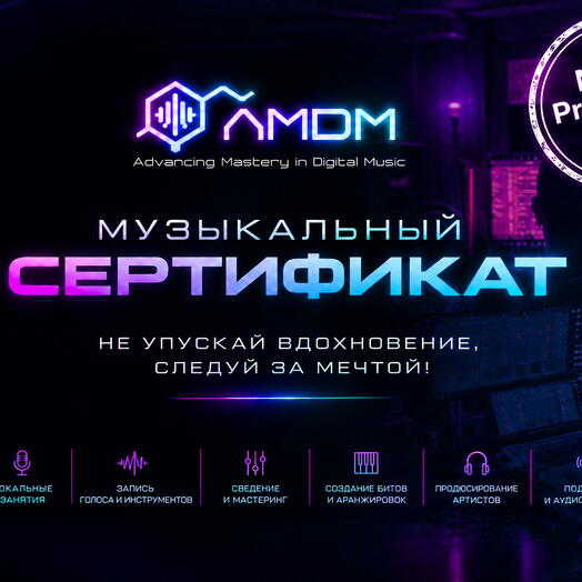 Сертификат на курс по созданию электронной музыки "Music Production Fun"