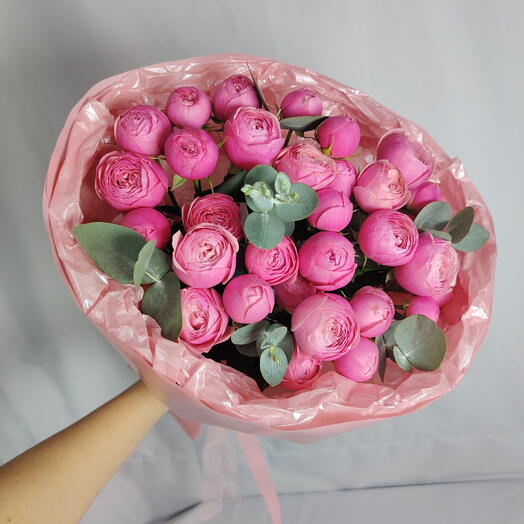 🩷 Нежный букет "PERVOЦВЕТ" из 9 пионовидных кустовых роз Silva Pink