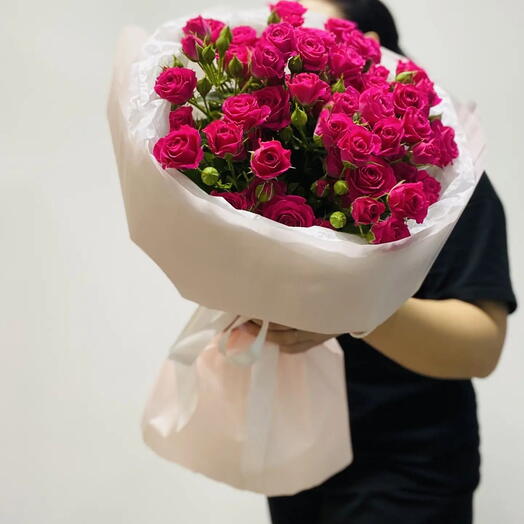 Фуксия💗 кустовые розы 9 шт