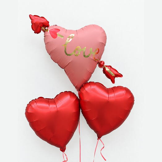 Фольгированные шары-сердца с надписью love - Сет 152