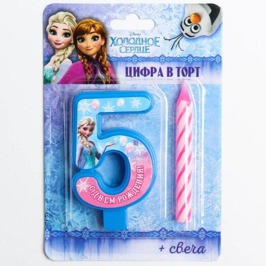 Свеча в торт цифра Дисней "5", Холодное сердце