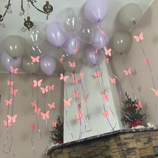 Globos de cumpleaños con mariposas, 17 piezas