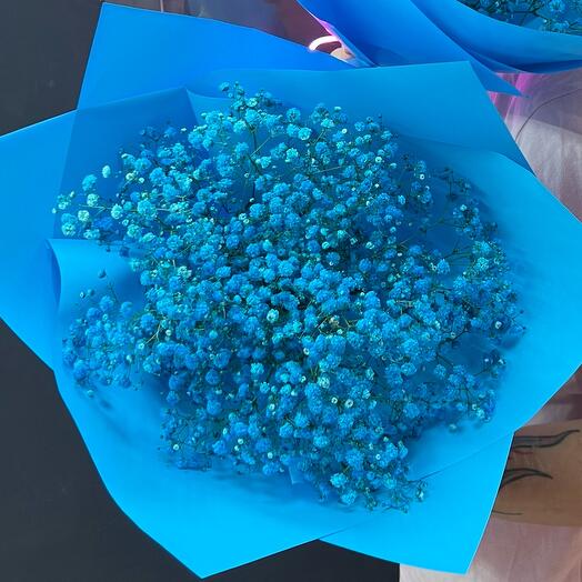Blue gypsophila bouquet