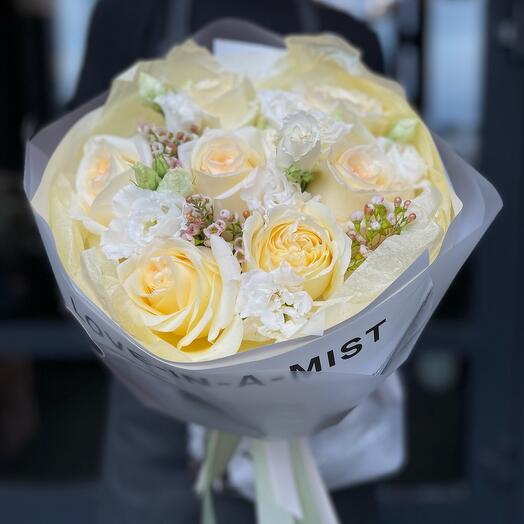 Bouquet of roses "Cream sundae"