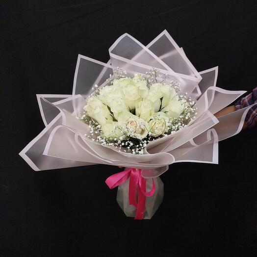 20PCS white rose Bouquet