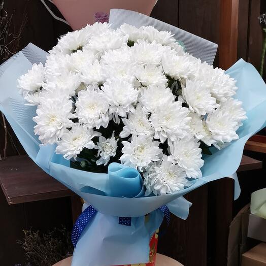 Bouquet of 15 chrysanthemums "Mood - White flowers
