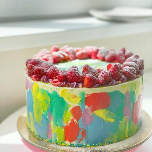 Pastel brillante con bayas