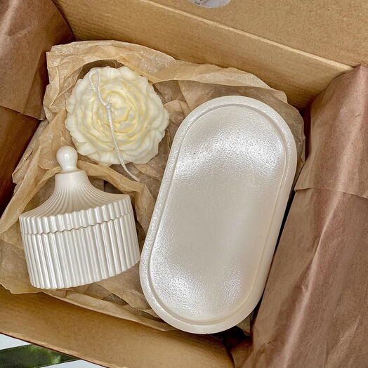 Подарочный набор для любимых (шкатулка, пион, поднос)