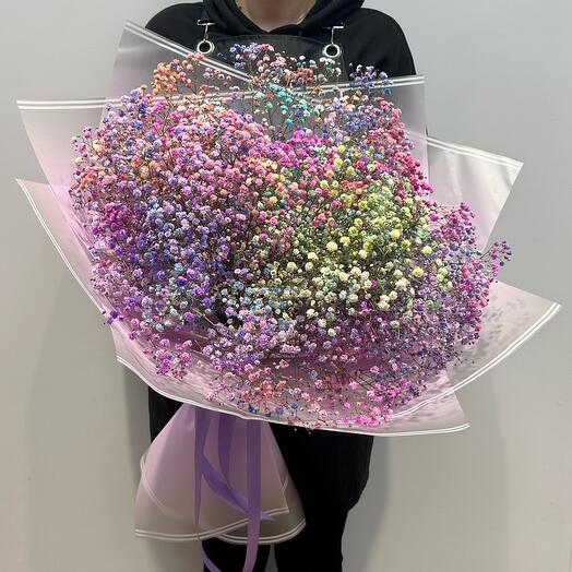 Гранд букет из цветной гипсофилы "Охапка радуги"