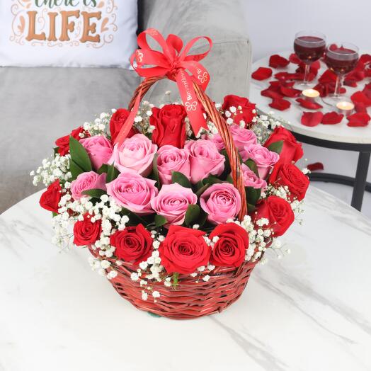 Pure Heart 25 Roses Basket