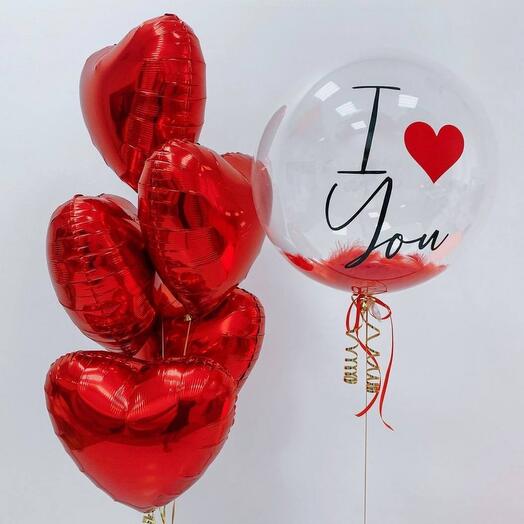 Комопозиция из шаров I love you