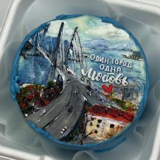 Бенто-торт открытка «Владивосток» без сахара, без глютена