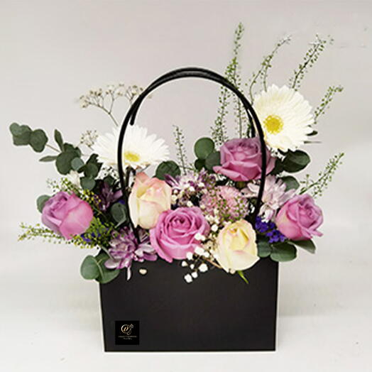 Purple amd White Flowers in Bag