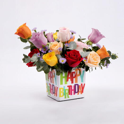 Joyous Birthday Wishes Flowers Vase