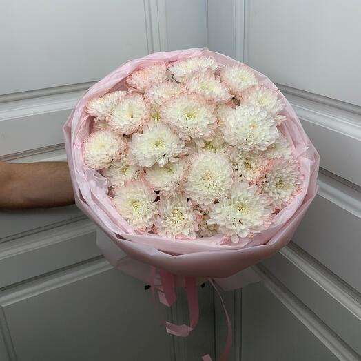 Моно-букет из розоватой хризантемы "Нежность"