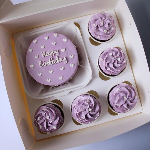 Набор бенто торт и капкейки на день рождения «happy birthday