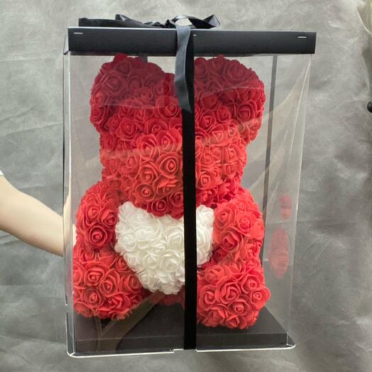 Мишка из красных роз 40 см