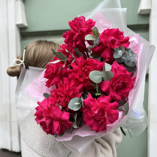 Букет французская роза 9 шт (моно 154)