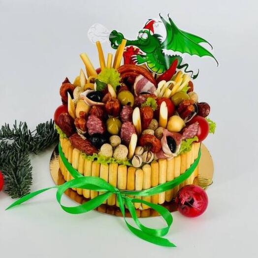 Бенто торт с закусками на Новый год