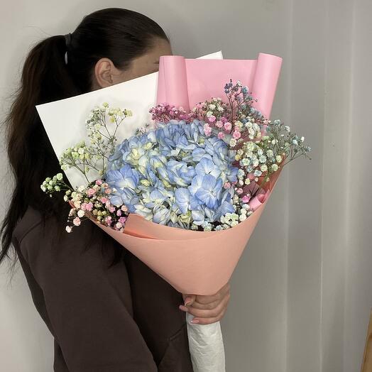 Гортензия голубая с гипсофилой 🍭