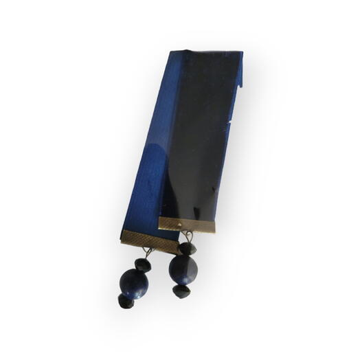 Bookmark, velvet with black crystal and lapis lazuli