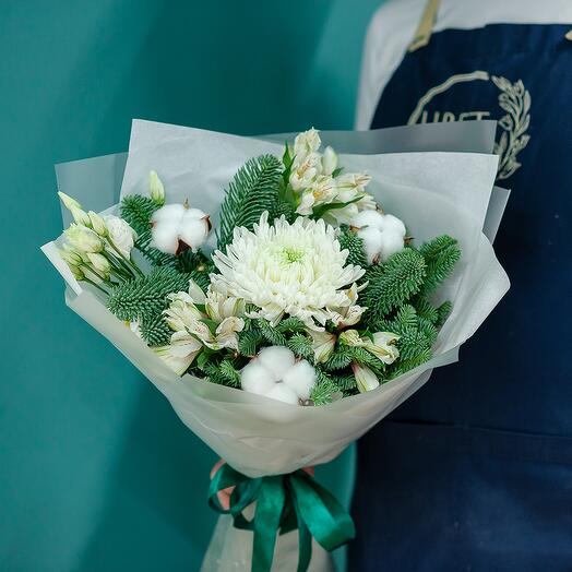 Нобилис с одноголовой хризантемой и хлопком 1643f