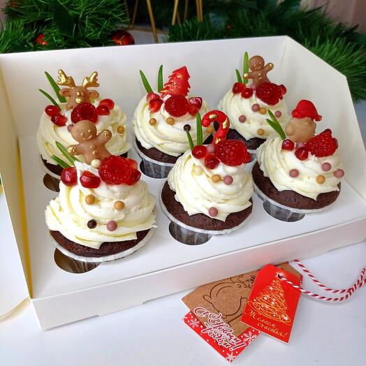 Капкейки новогодние набор 6шт