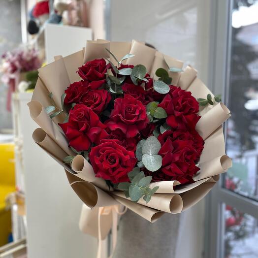 🎁Букет ажурных роз с эвкалиптом