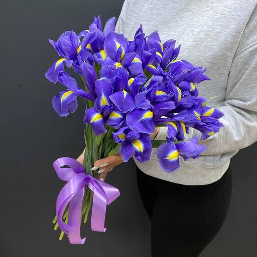 Букет из 19 фиолетовых ирисов