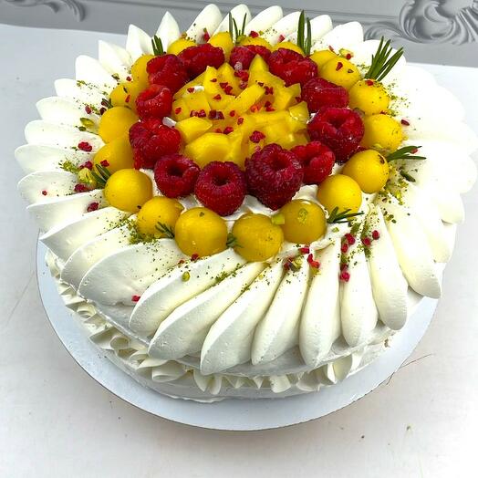 Pastel Anna Pavlova mango-maracuyá