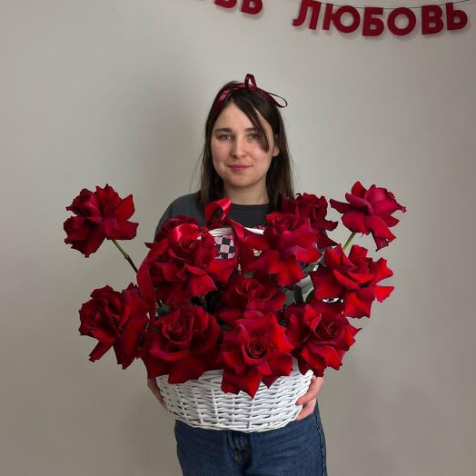 Корзина 15 французских роз «FRANCE KISS»