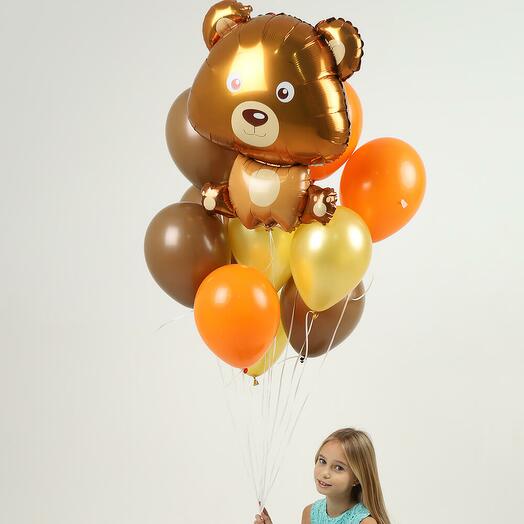 Cloud of balls with a teddy bear - 11 pieces