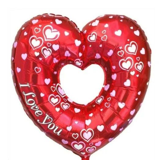 Шар воздушный сердечко на палочке «I love you»