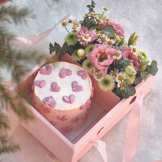 Pastel de Bento el 8 de marzo con flores, pastel de Bento amor