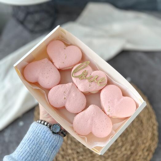 Набор макаронс сердечки love 6 шт