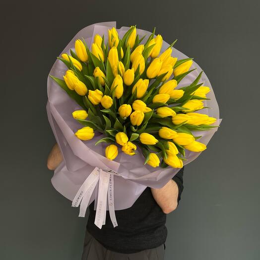 Желтые тюльпаны 51шт