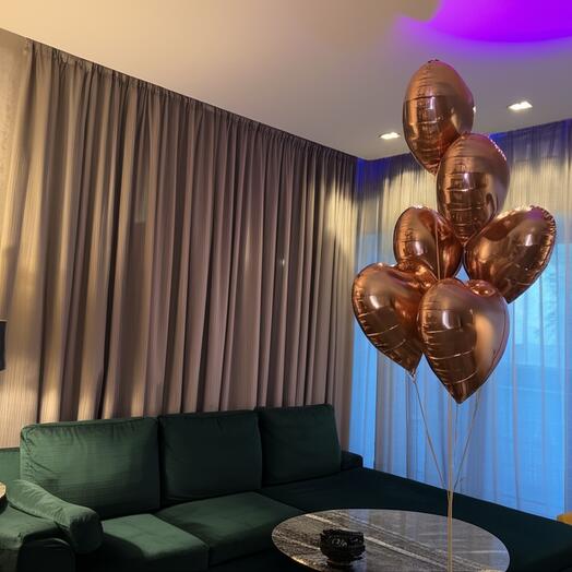 Fountain of mirrored heart balls
