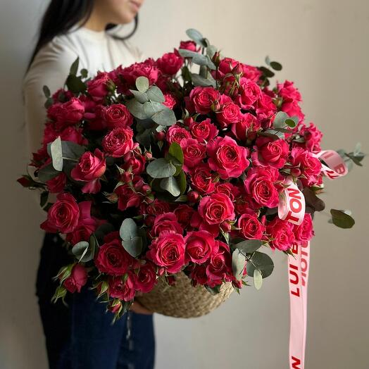 Кашпо с кустовыми розами, размер L